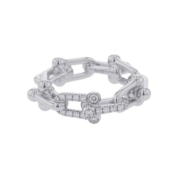 TIFFANY&Co. Hardware Small Link Ring Size Approximately No. 12 18K White Gol - Picture 2 of 14